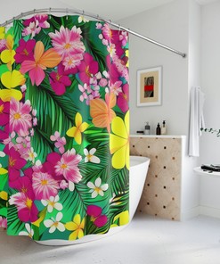 Modern Hawaiian Botanical Shower Curtain For Bathroom Decorr