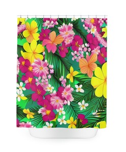 Modern Hawaiian Botanical Shower Curtain For Bathroom Decorr