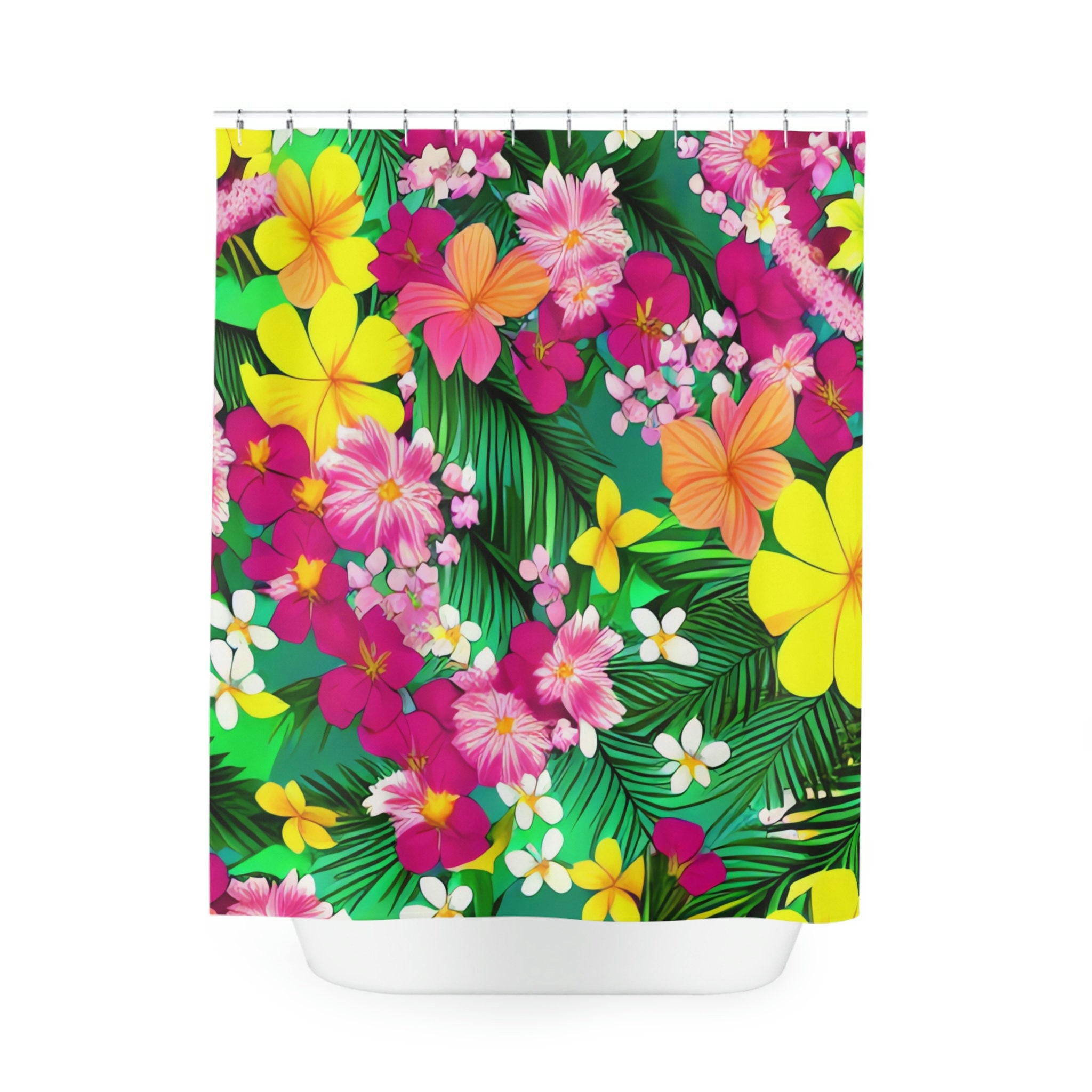 Modern Hawaiian Botanical Shower Curtain For Bathroom Decorr