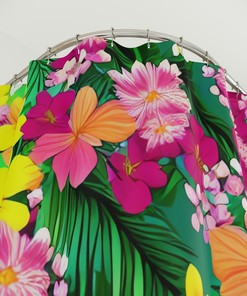 Modern Hawaiian Botanical Shower Curtain For Bathroom Decorr