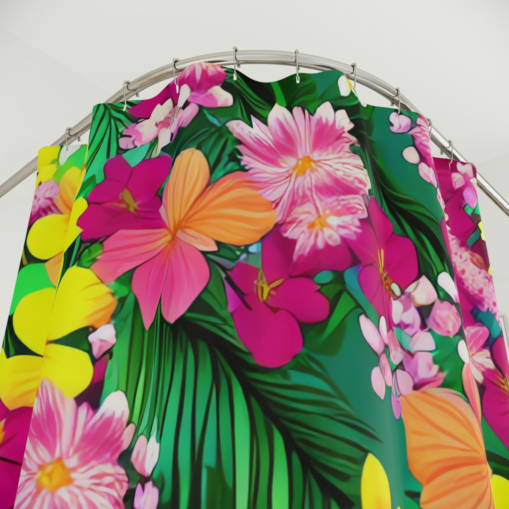 Modern Hawaiian Botanical Shower Curtain For Bathroom Decorr