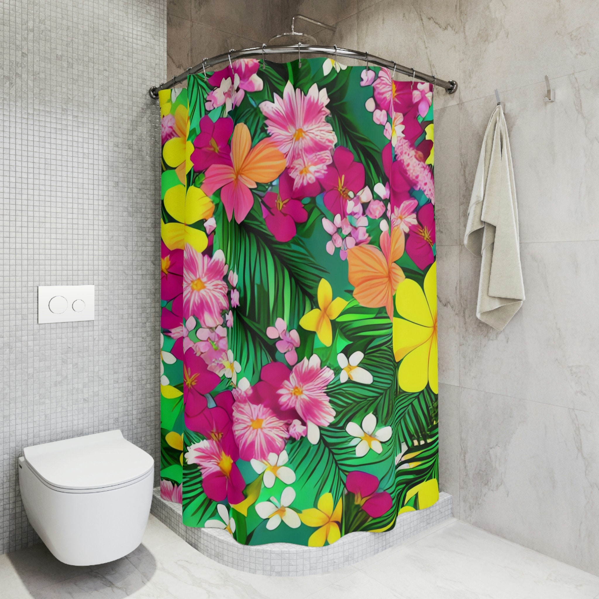 Modern Hawaiian Botanical Shower Curtain For Bathroom Decorr