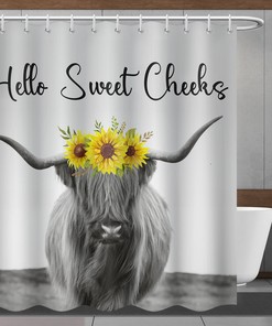 Modern Highland Cow Minimalistic Shower Curtain For Bathroom Decor Waterproof