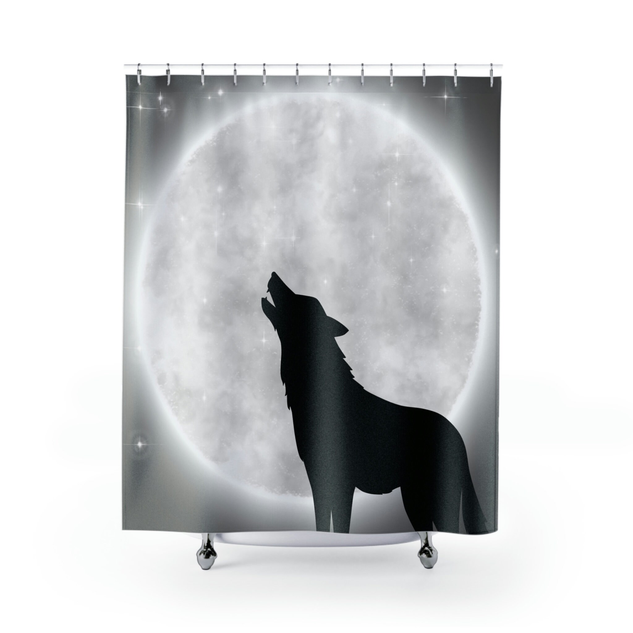 Modern Howling Wolf In The Moon Bathroom Accessories