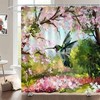 Modern Hummingbird and Flowers Bathroom Decor with Nature Painting Shower Curtain
