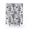 Modern Jungle Toile de Jouy Shower Curtain with Animal Print for Stylish Bathroom Decor 