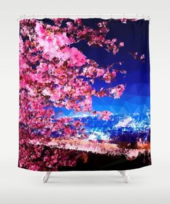 Modern Lilac And Pink Abstract Geometric Shower Curtain For Bathroom