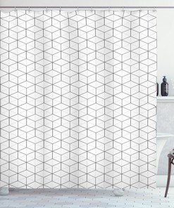 Modern Lines And Squares Geometric Pattern Shower Curtain For Modern Bathroom Decor