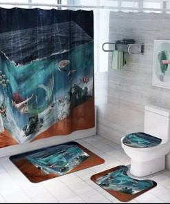 Modern Mermaid Bathroom Decor Shower Curtain Toilet in Various Colors