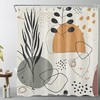 Modern Mid Century Orange Color Block and Black Geometric Striped Shower Curtain