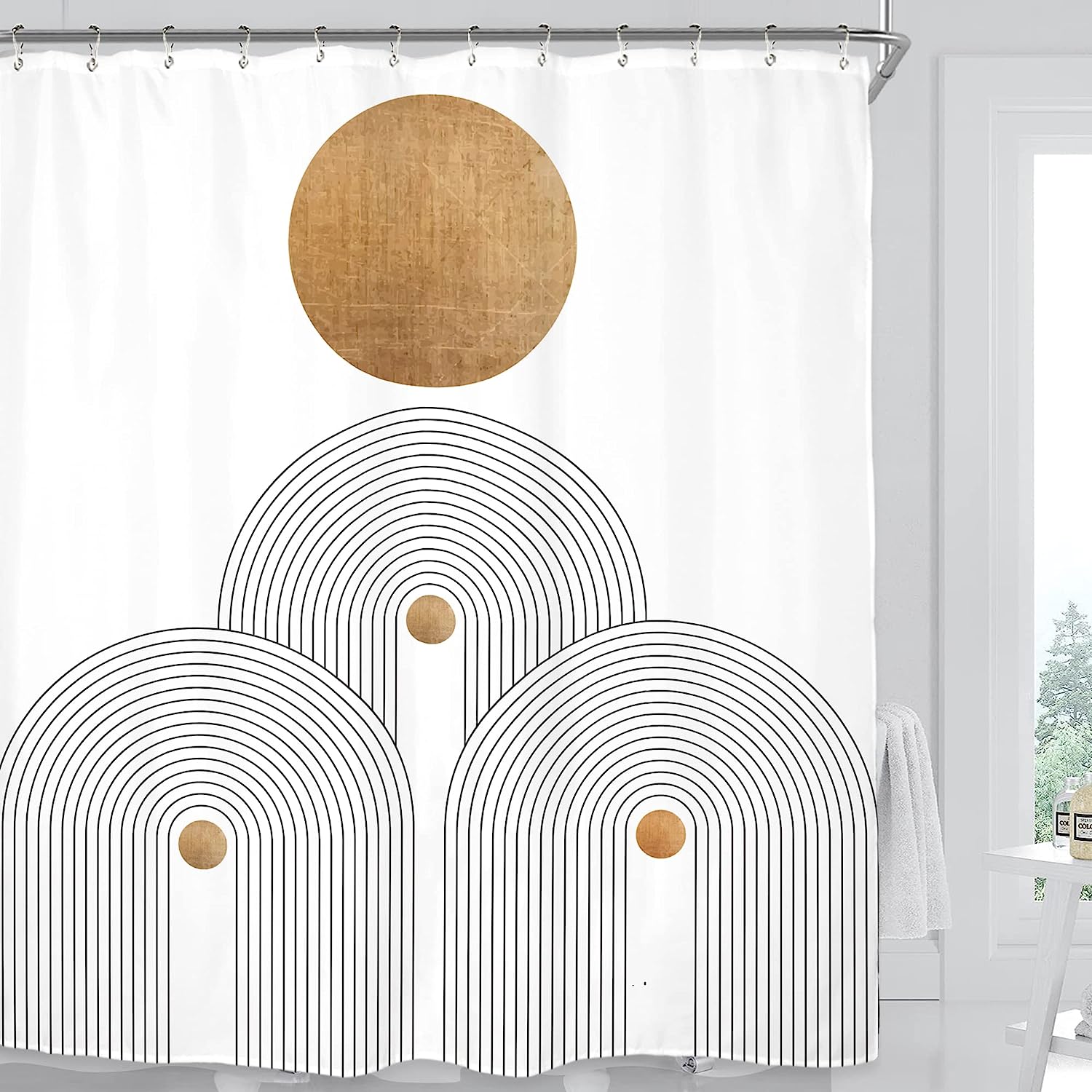Modern Mid Century Sun Shower Curtain for a Sleek Bathroom