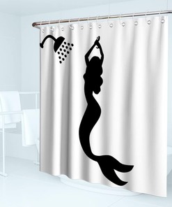 Modern Minimalist Bathroom Decor Underwater World Ocean Animals Silhouette Theme Fabric Mermaid Girl Shower Curtain