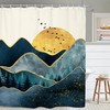 Modern Minimalist Blue Abstract Mountain Bathroom Shower Curtain for a Calming Oasis