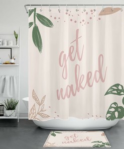 Modern Minimalist Get Naked Bathroom Shower Curtain with Tropical Leaves Design