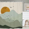 Modern Minimalist Green Abstract Mountain Bathroom Shower Curtain for a Serene Bathroom Ambiance