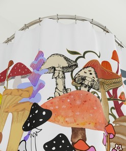 Modern Minimalist Mushroom Shower Curtain - Simple and Stylish Bathroom Decor