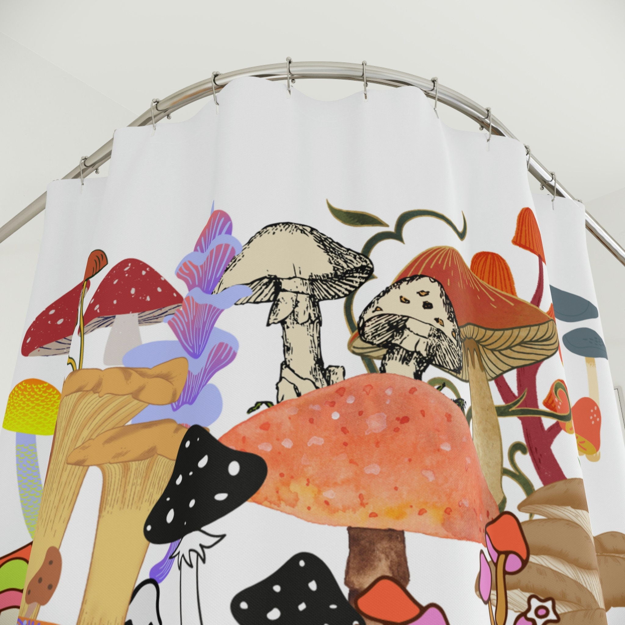 Modern Minimalist Mushroom Shower Curtain - Simple and Stylish Bathroom Decor