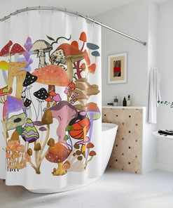 Modern Minimalist Mushroom Shower Curtain - Simple and Stylish Bathroom Decor