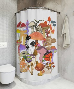 Modern Minimalist Mushroom Shower Curtain - Simple and Stylish Bathroom Decor
