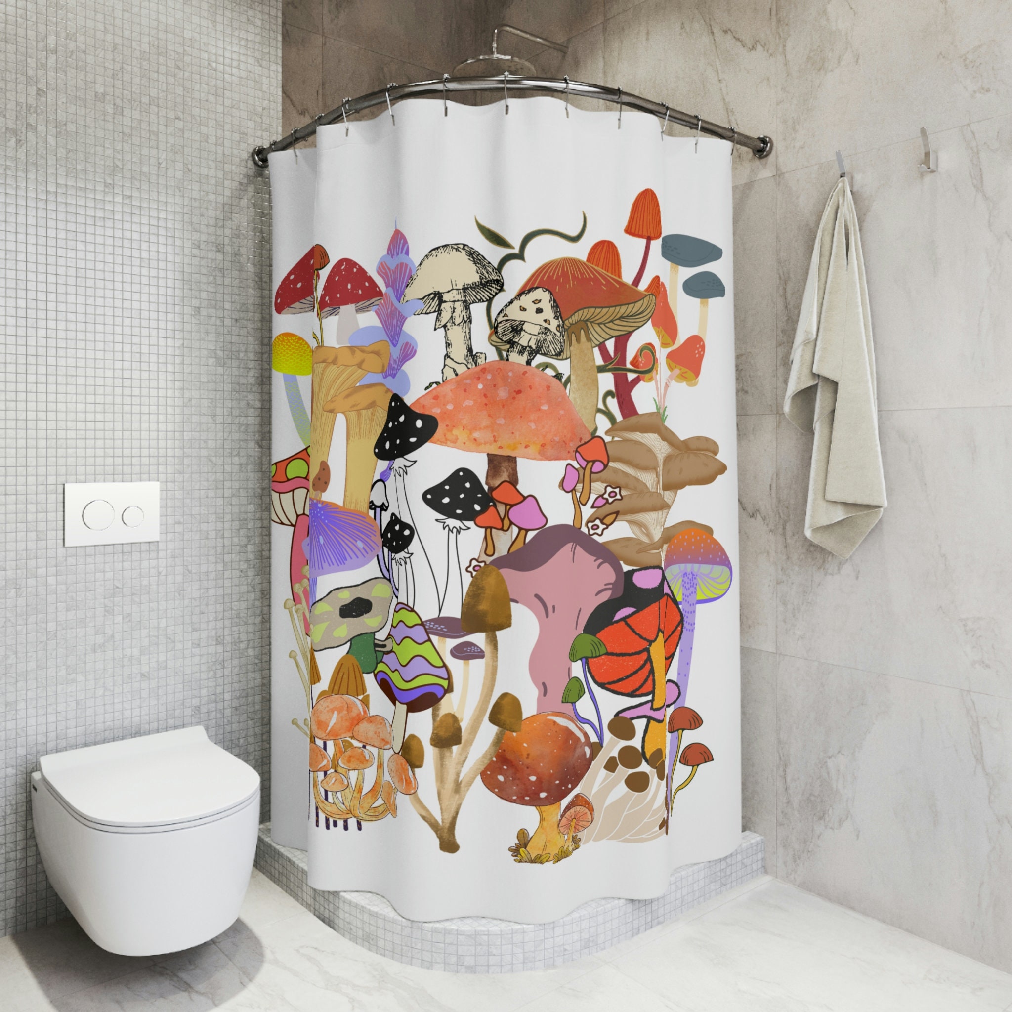 Modern Minimalist Mushroom Shower Curtain - Simple and Stylish Bathroom Decor