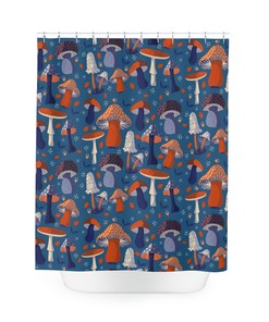Modern Minimalist Mushrooms Shower Curtain, High Quality Bathroom Decor 