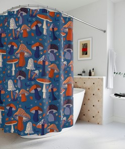 Modern Minimalist Mushrooms Shower Curtain, High Quality Bathroom Decor 