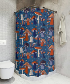 Modern Minimalist Mushrooms Shower Curtain, High Quality Bathroom Decor 
