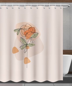 Modern Minimalist Pink Flowers Shower Curtain With Artistic Details For A Chic Ambience