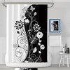Modern Monochrome Flowers Black And White Floral Shower Curtain With Minimalist House Warming