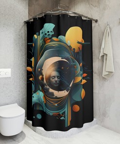 Modern Moon Phases Shower Curtain for Minimalist Bathroom Decor