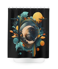 Modern Moon Phases Shower Curtain for Minimalist Bathroom Decor
