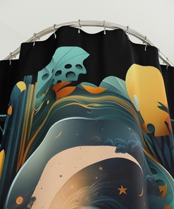 Modern Moon Phases Shower Curtain for Minimalist Bathroom Decor