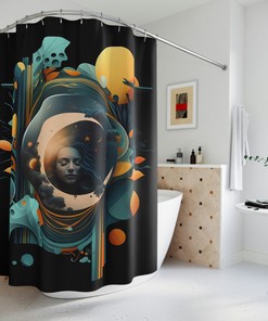 Modern Moon Phases Shower Curtain for Minimalist Bathroom Decor
