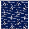Modern Nautical Anchor Shower Curtain with White and Navy Blue Colors for Adventure Bathroom 