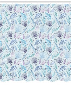 Modern Nautical Shower Curtain with Seashells Bubble Ocean Print - Ideal for Your Bathroom Decor