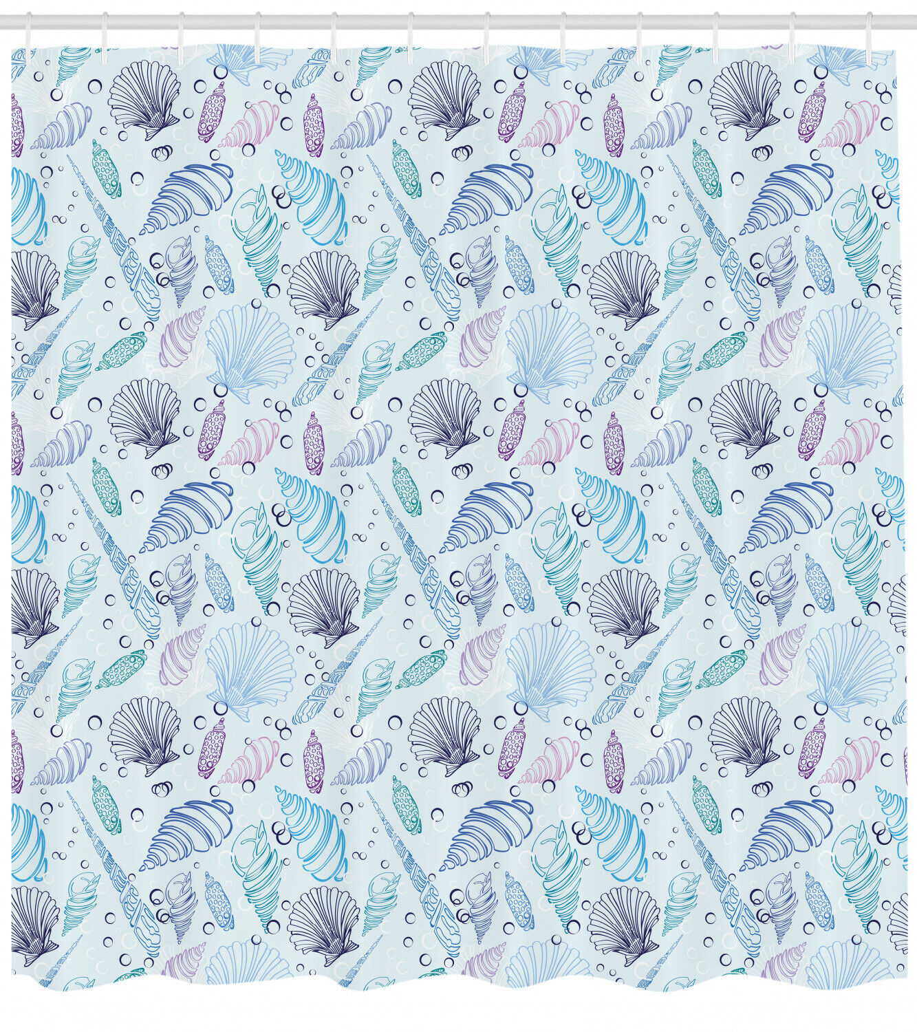 Modern Nautical Shower Curtain with Seashells Bubble Ocean Print - Ideal for Your Bathroom Decor