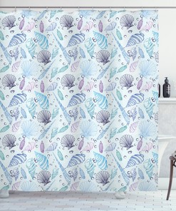 Modern Nautical Shower Curtain with Seashells Bubble Ocean Print - Ideal for Your Bathroom Decor