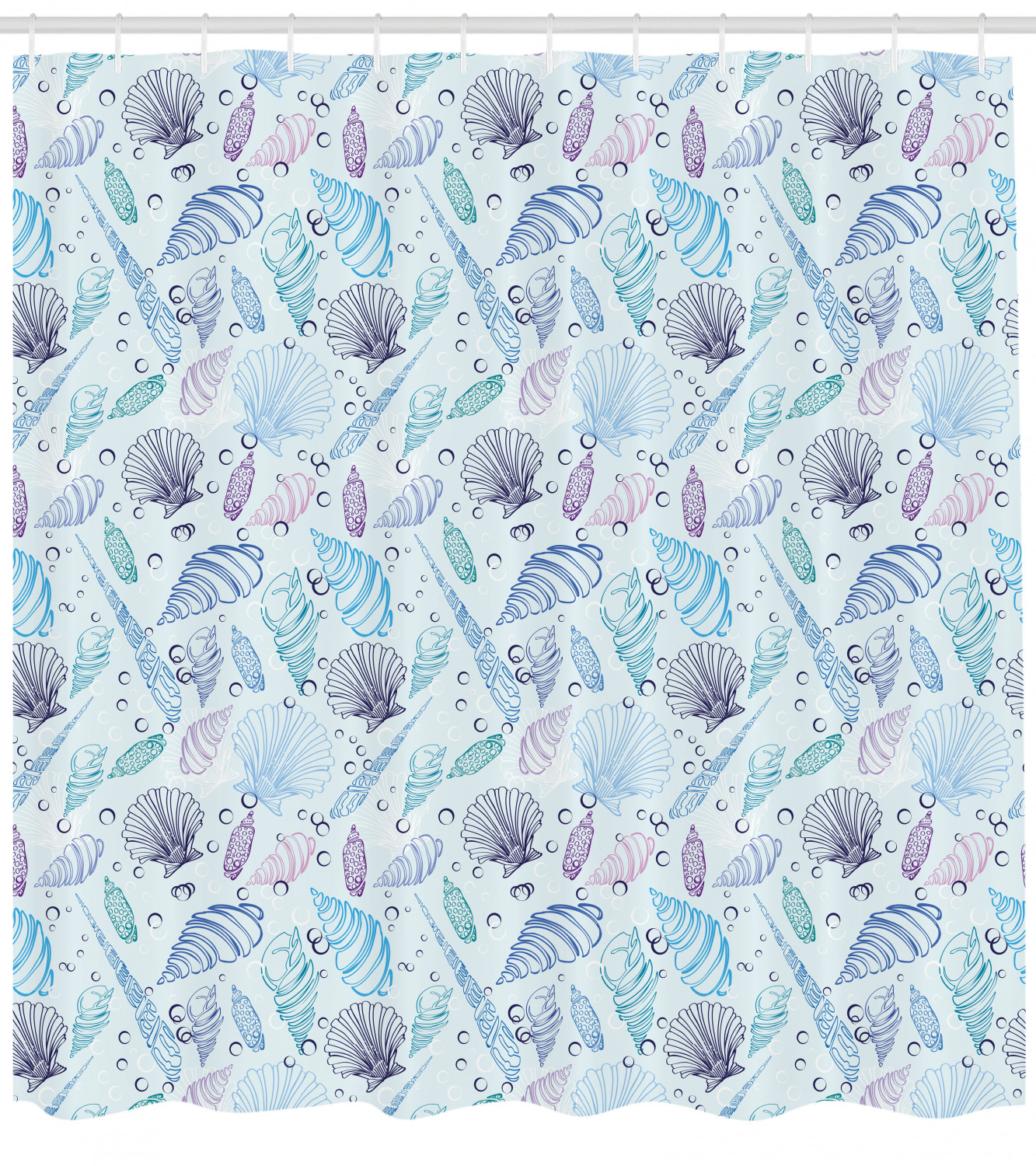 Modern Nautical Shower Curtain with Seashells Bubble Ocean Print - Ideal for Your Bathroom Decor