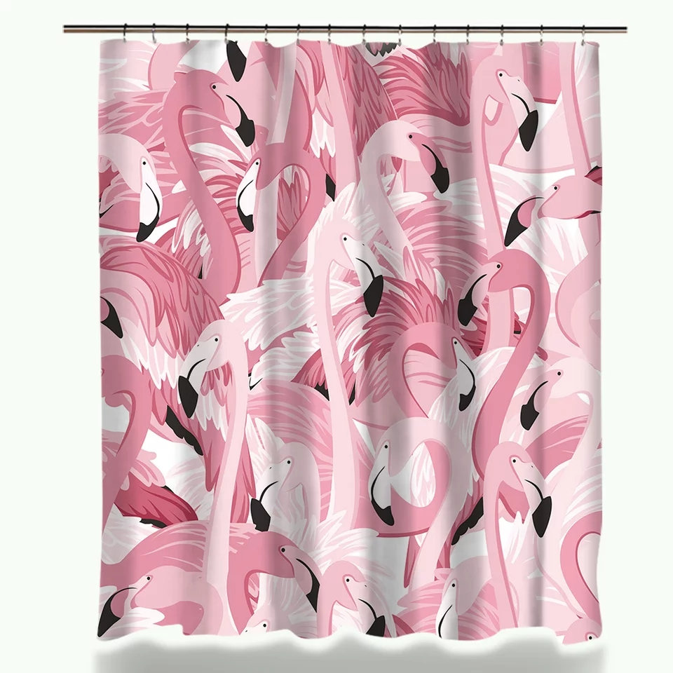 Modern Pink And White Flamingo Shower Curtain For Chic Bathroom Decor