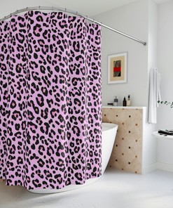 Modern Pink Leopard Print Shower Curtain for a Trendy Bathroom Look