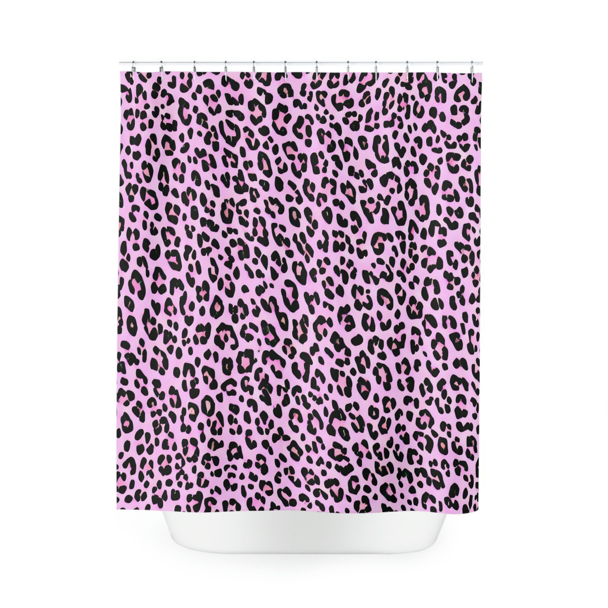 Modern Pink Leopard Print Shower Curtain for a Trendy Bathroom Look