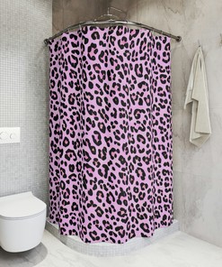 Modern Pink Leopard Print Shower Curtain for a Trendy Bathroom Look