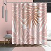 Modern Pink Shower Curtain with Rose Gold Palm Leaves Waterproof Fabric 
