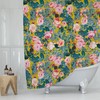 Modern Pink and Yellow Flowers Print Fabric Shower Curtain - Elegant Bathroom Decor