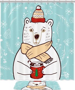 Modern Polar Bear Bathroom Curtain with a Fresh Design
