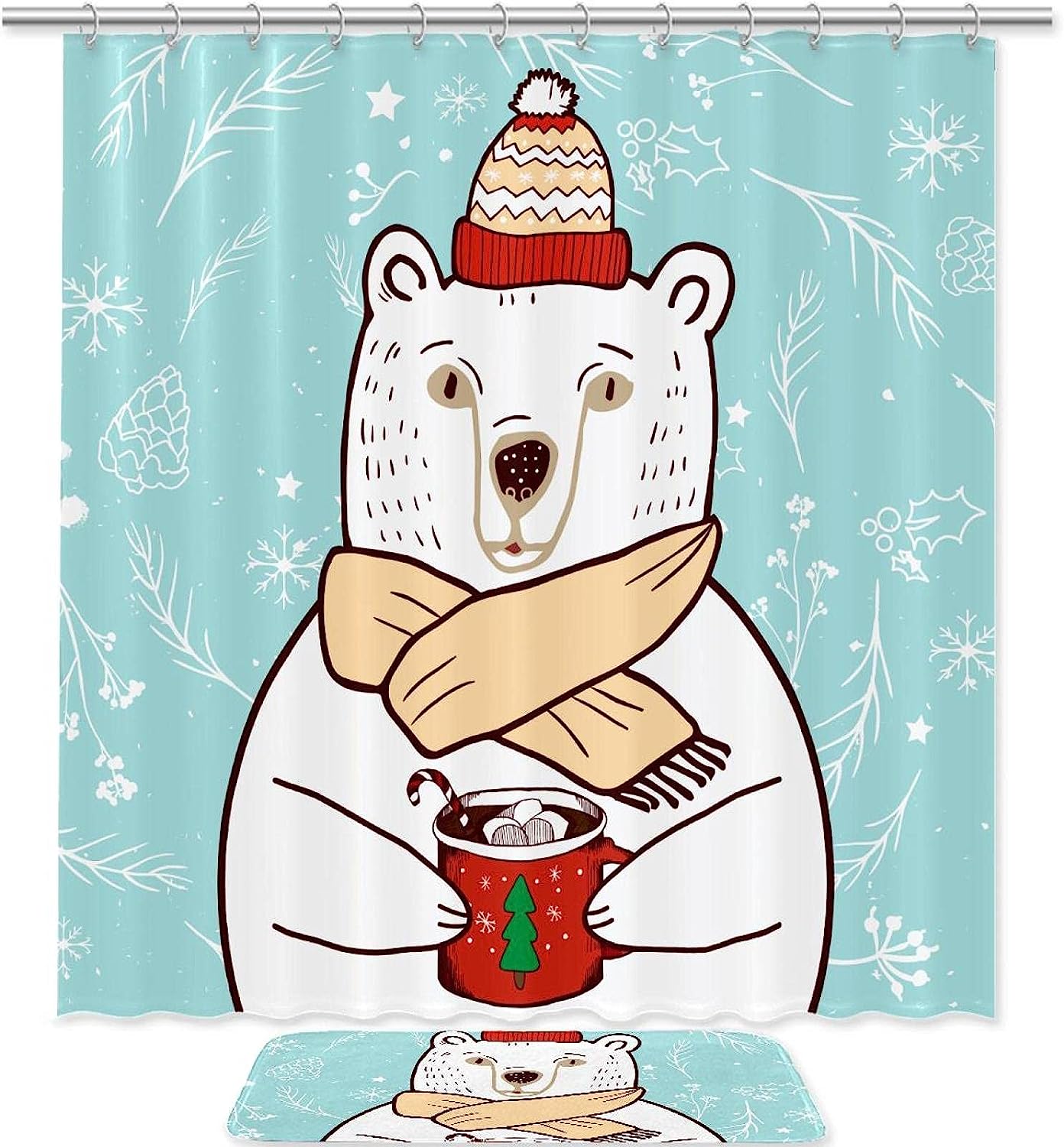 Modern Polar Bear Bathroom Curtain with a Fresh Design