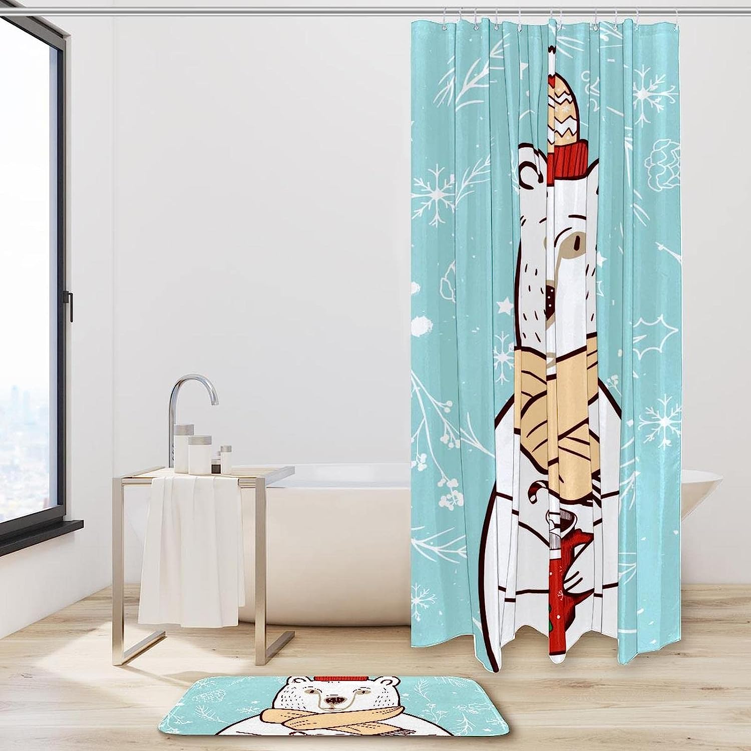 Modern Polar Bear Bathroom Curtain with a Fresh Design