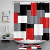 Modern Red Geometric Pattern Shower Curtain for a Sleek Bathroom