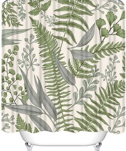 Modern Sage Green Leaves Shower Curtain - Waterproof And Chic