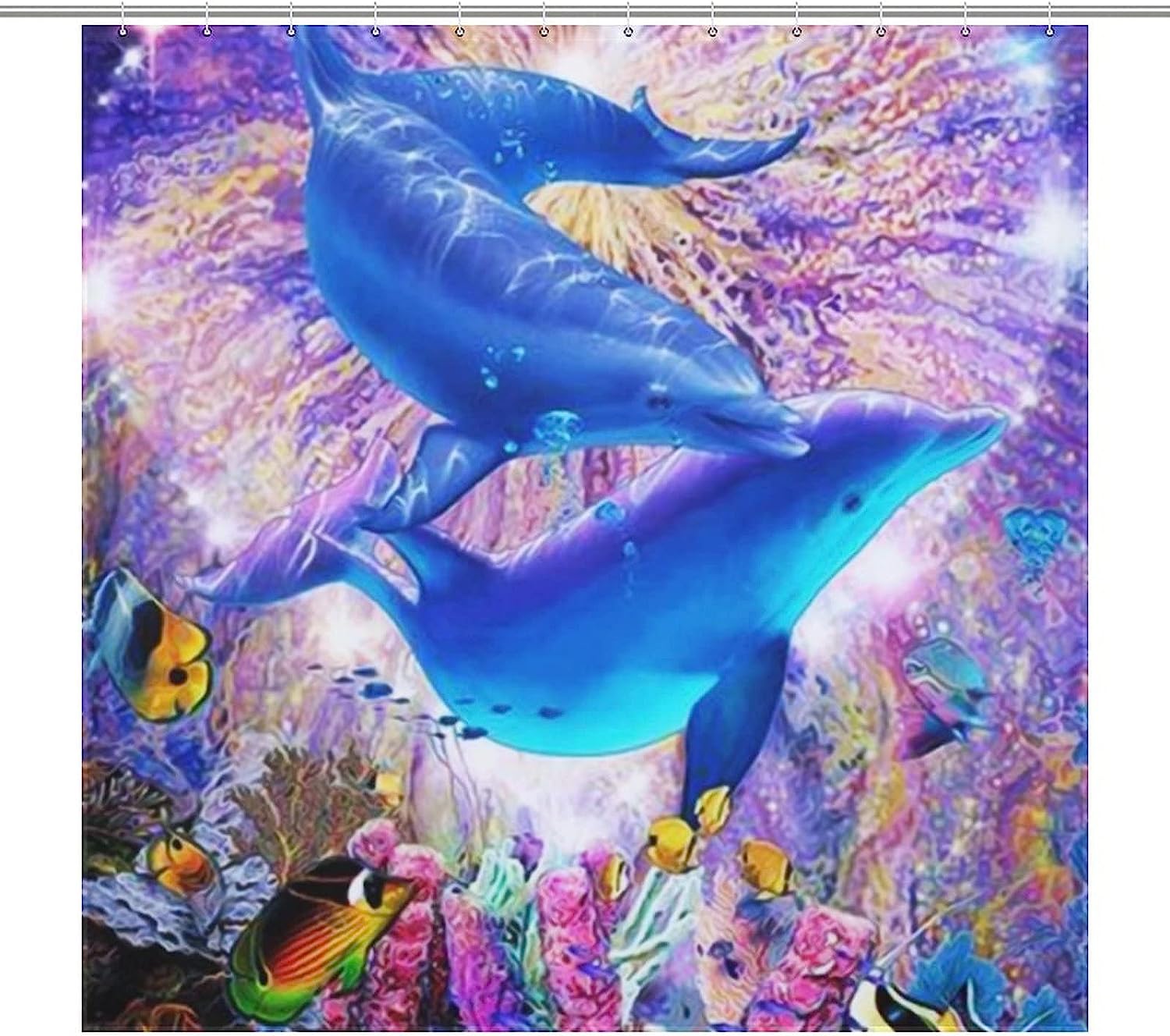 Modern Shower Curtain With Beautiful Dolphin Print, Durable And Washable For Bathroom Showers And Bathtubs